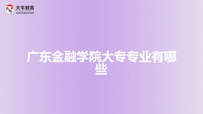 广东金融学院大专专业有哪些
