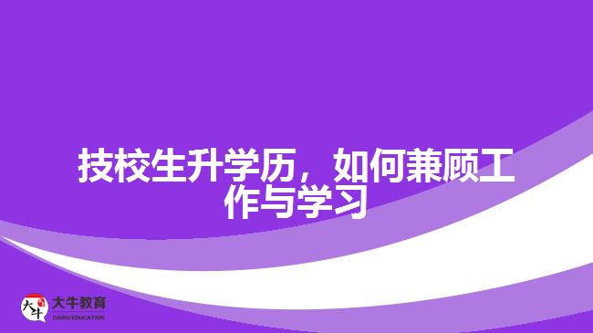 技校生升学历，如何兼顾工作与学习