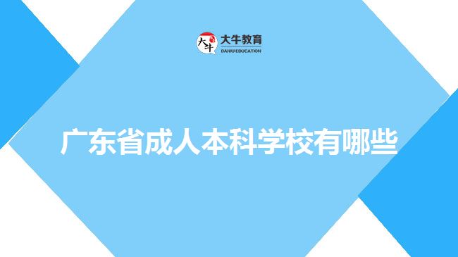广东省成人本科学校有哪些