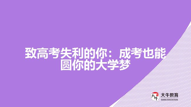 致高考失利的你：成考也能圆你的大学梦