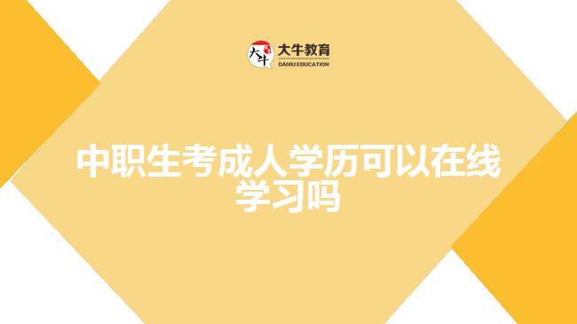 中职生考成人学历可以在线学习吗
