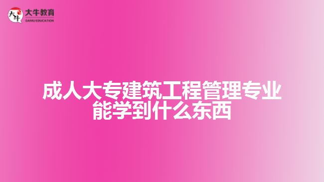 成人大专建筑工程管理专业能学到什么东西