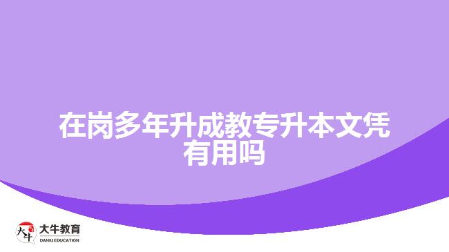 在岗多年升成教专升本文凭有用吗
