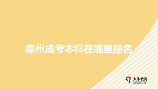 惠州成考本科在哪里报名
