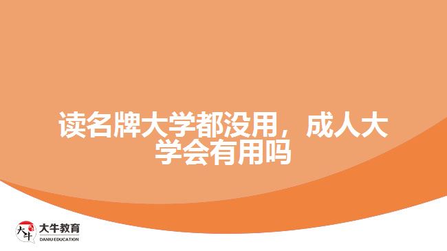 读名牌大学都没用，成人大学会有用吗