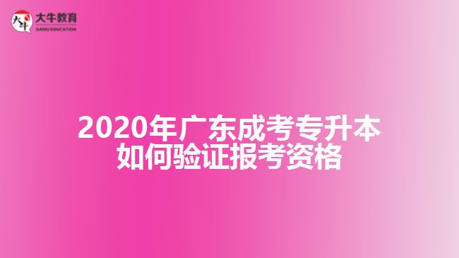 2020年广东成考专升本如何验证报考资格