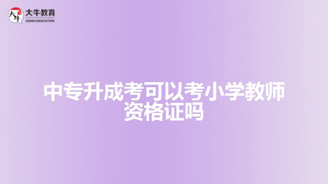 中专升成考可以考小学教师资格证吗