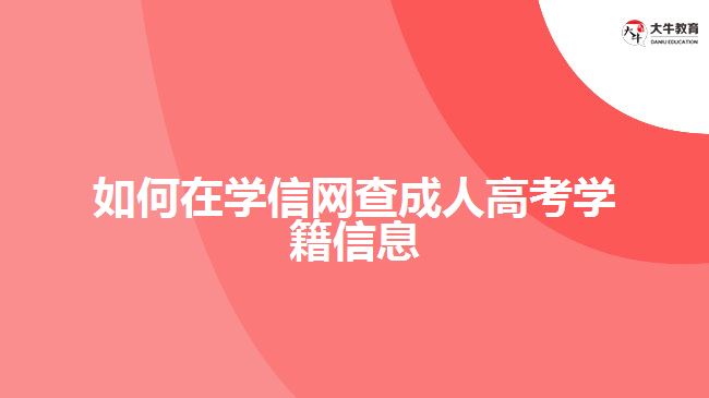 如何在学信网查成人高考学籍信息
