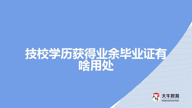 技校学历获得业余毕业证有啥用处