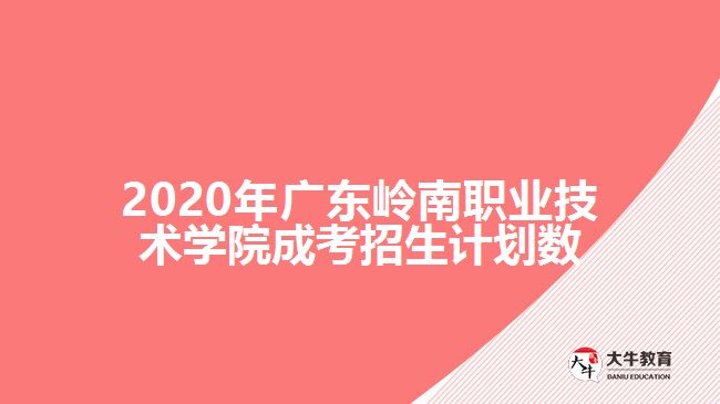 2020年广东岭南职业技术学院成考招生计划数