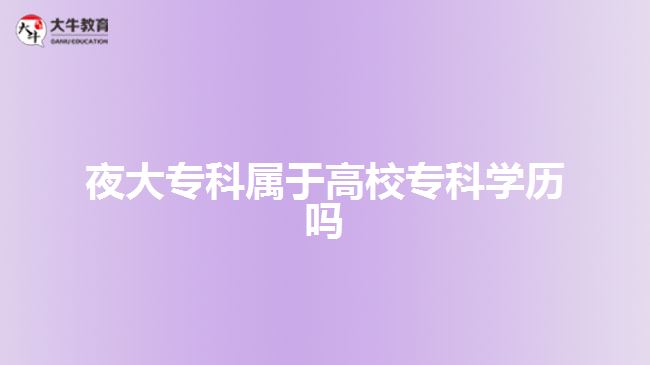 夜大专科属于高校专科学历吗