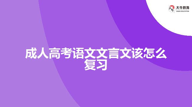 成人高考语文文言文该怎么复习