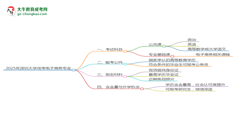 【详解】2025年深圳大学成考电子商务专业入学考试科目有哪些？