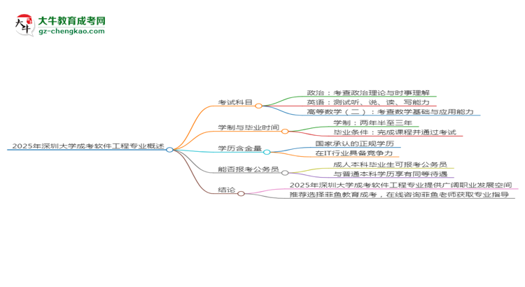 【详解】2025年深圳大学成考软件工程专业入学考试科目有哪些？