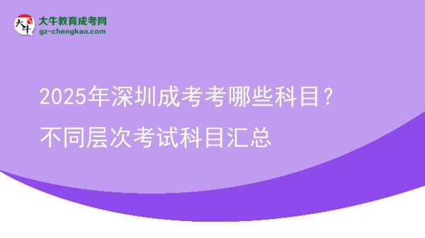 2025年深圳成考考哪些科目？不同层次考试科目汇总图片