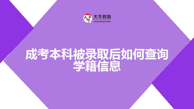 成考本科被录取后如何查询学籍信息