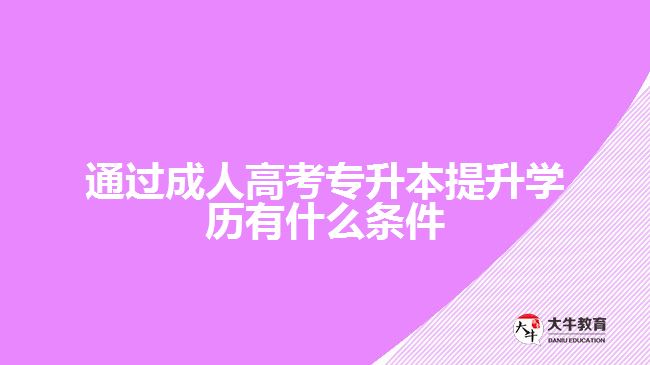 通过成人高考专升本提升学历有什么条件