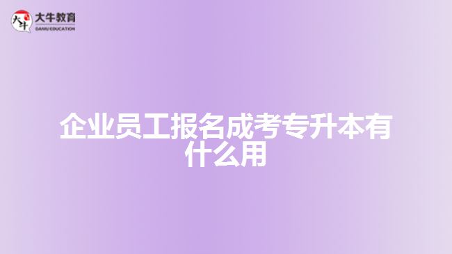 企业员工报名成考专升本有什么用