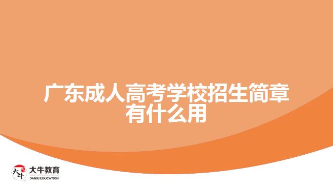 广东成人高考学校招生简章有什么用