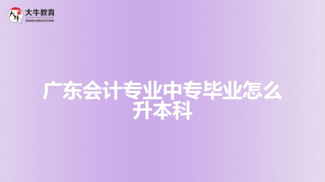 广东会计专业中专毕业怎么升本科