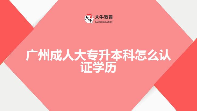 广州成人大专升本科怎么认证学历