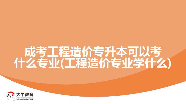 成考工程造价专升本可以考什么专业