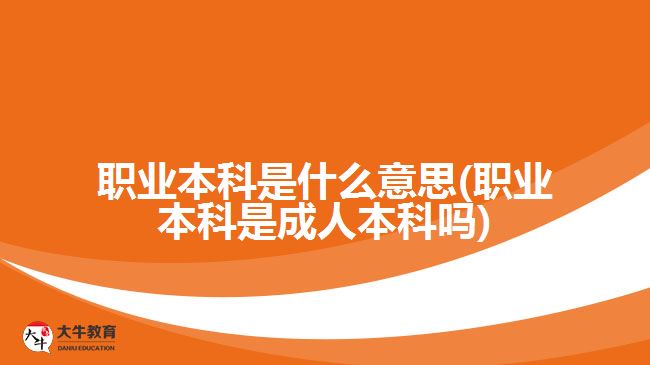 职业本科是什么意思(职业本科是成人本科吗)