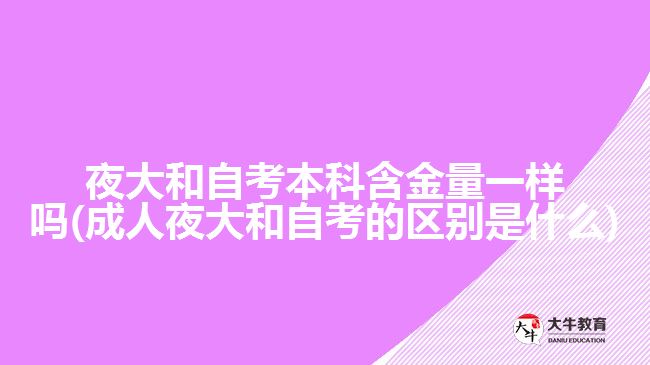 夜大和自考本科含金量一样吗(成人夜大和自考的区别是什么)