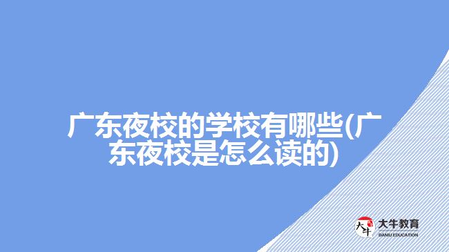 广东夜校的学校有哪些(广东夜校是怎么读的)