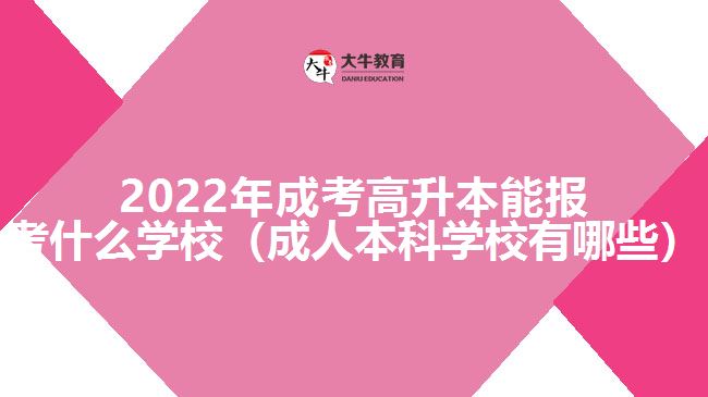 2022年成考高升本能报考什么学校（成人本科学校有哪些）