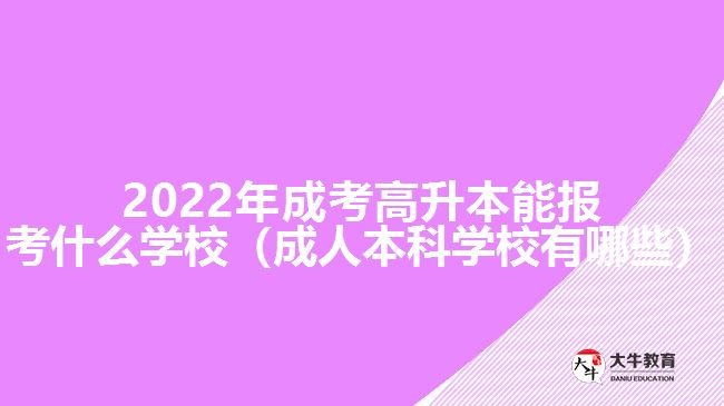 2022年成考高升本能报考什么学校
