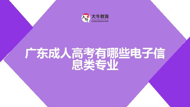 广东成人高考有哪些电子信息类专业