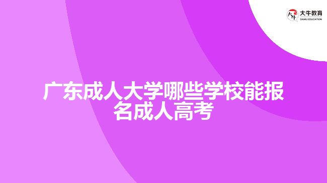 广东成人大学哪些学校能报名成人高考
