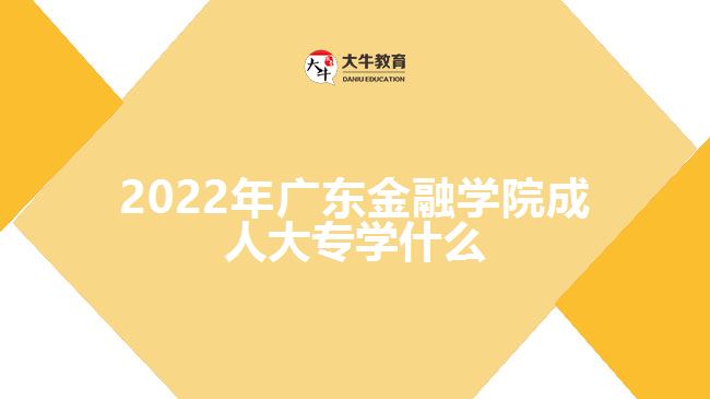2022年广东金融学院成人大专学什么