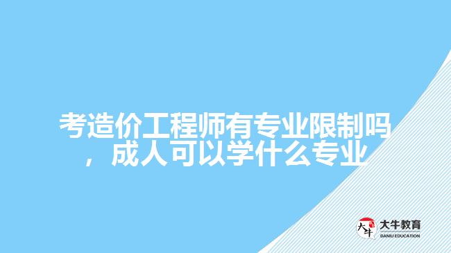 考造价工程师有专业限制吗，成人可以学什么专业