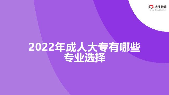 2022年成人大专有哪些专业选择