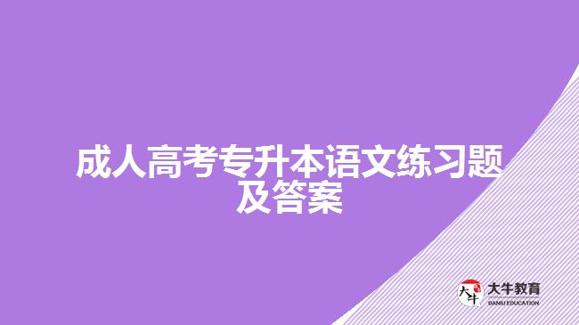 成人高考专升本语文练习题及答案