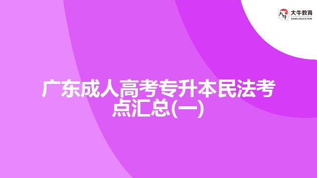 广东成人高考专升本民法考点汇总(一)