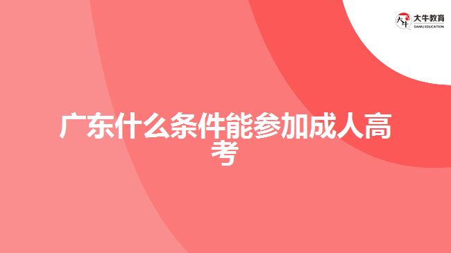 广东什么条件能参加成人高考