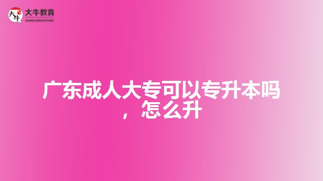 广东成人大专可以专升本吗，怎么升