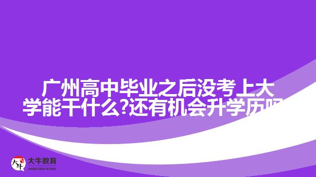 广州高中毕业之后没考上大学能干什么?还有机会升学历吗?