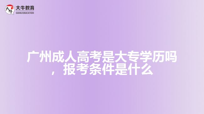 广州成人高考是大专学历吗，报考条件