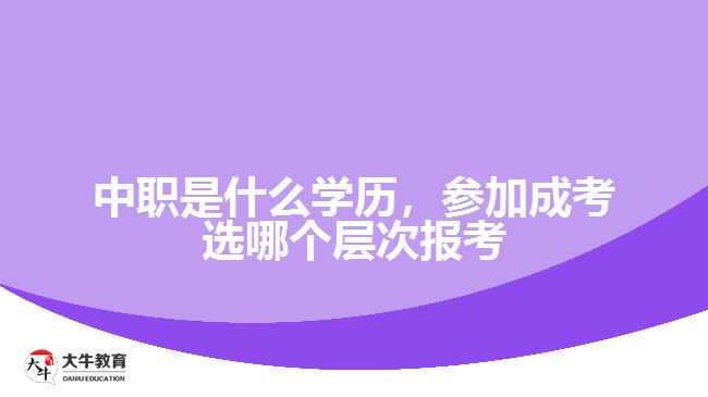 中职是什么学历，参加成考选报考层次