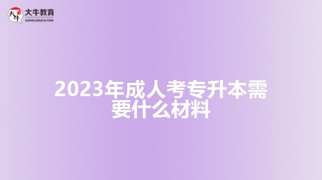 2023年成人考专升本需要什么材料