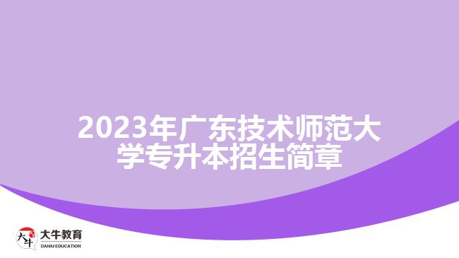 2023年广东技术师范大学专升本招生简章