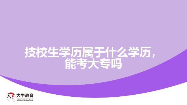 技校生学历属于什么学历能考大专吗