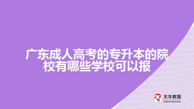 广东成人高考的专升本的院校有哪些学校可以报