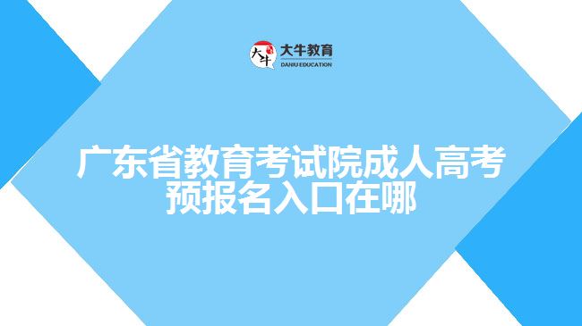 广东省教育考试院成人高考预报名入口在哪