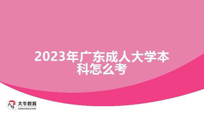 2023年广东成人大学本科怎么考