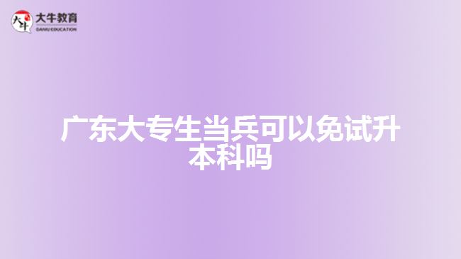 广东大专生当兵可以免试升本科吗